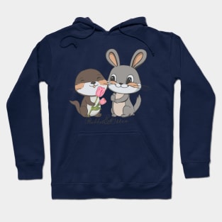 Rabbit & Otter Giving Tulips Hoodie